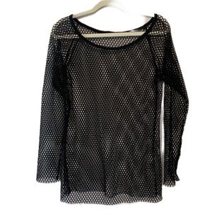 Y2K Sheer Fishnet Mesh Long Sleeve Top